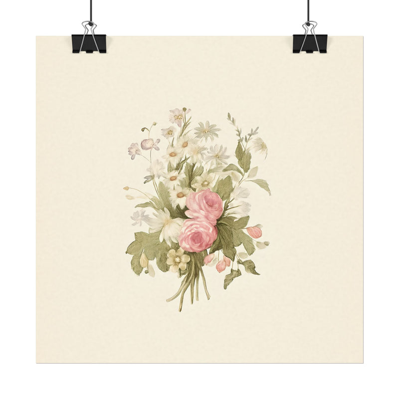 Vintage Roses Textured Watercolor Matte Poster
