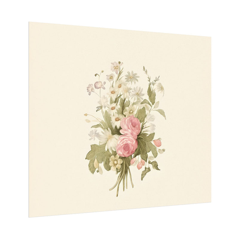 Vintage Roses Textured Watercolor Matte Poster