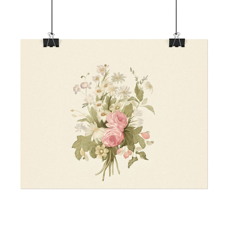 Vintage Roses Textured Watercolor Matte Poster