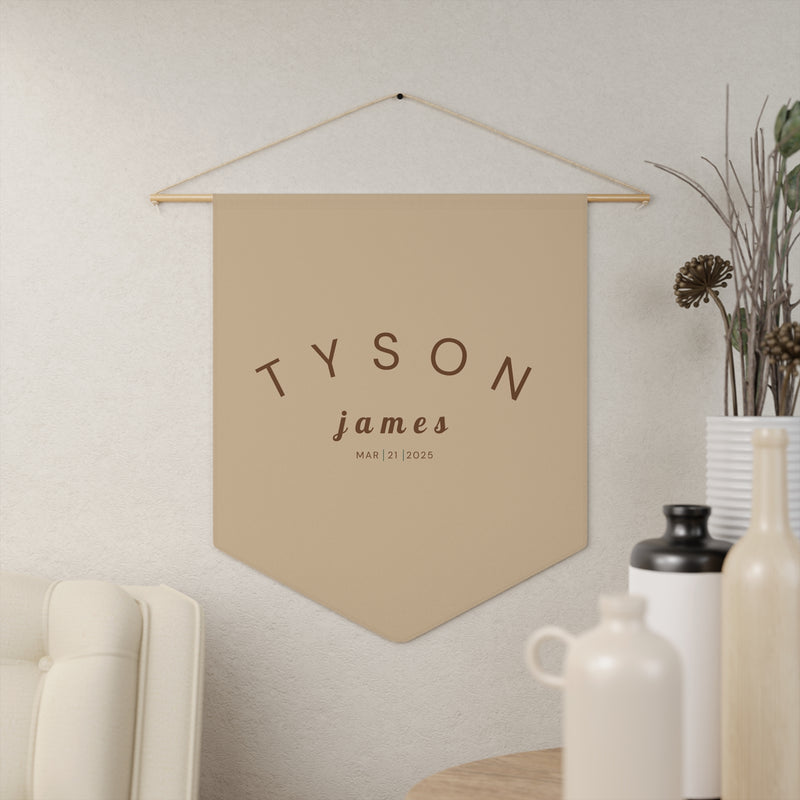 Custom Baby Pennant Banner in Tan/Brown | Custom Name Nursery Pennant Banner