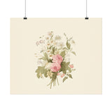 Vintage Roses Textured Watercolor Matte Poster
