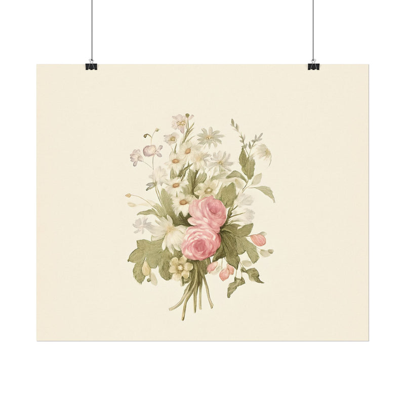 Vintage Roses Textured Watercolor Matte Poster