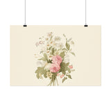 Vintage Roses Textured Watercolor Matte Poster