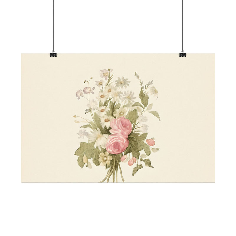 Vintage Roses Textured Watercolor Matte Poster