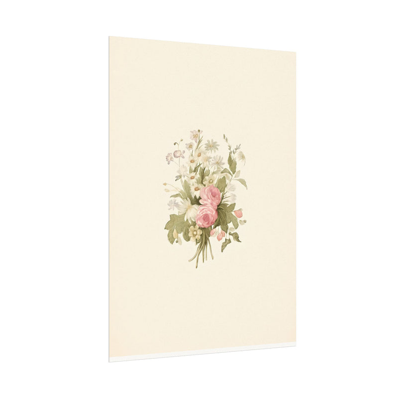 Vintage Roses Textured Watercolor Matte Poster