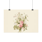 Vintage Roses Textured Watercolor Matte Poster