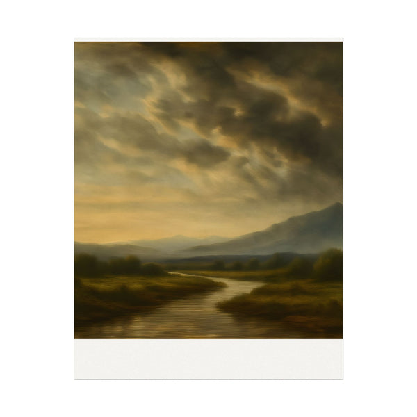Serene Landscape Vintage Inspired Textured Watercolor Matte Poster