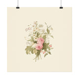 Vintage Roses Textured Watercolor Matte Poster
