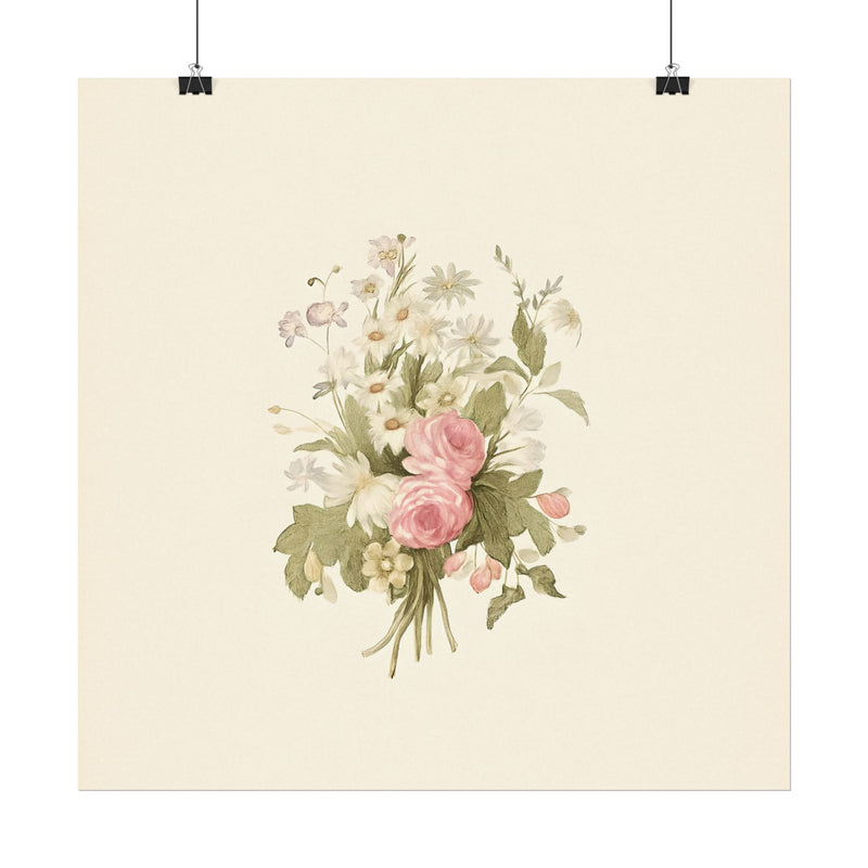 Vintage Roses Textured Watercolor Matte Poster