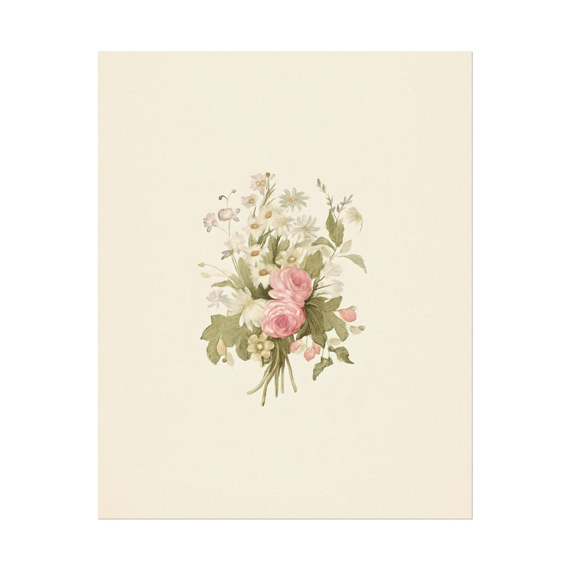 Vintage Roses Textured Watercolor Matte Poster