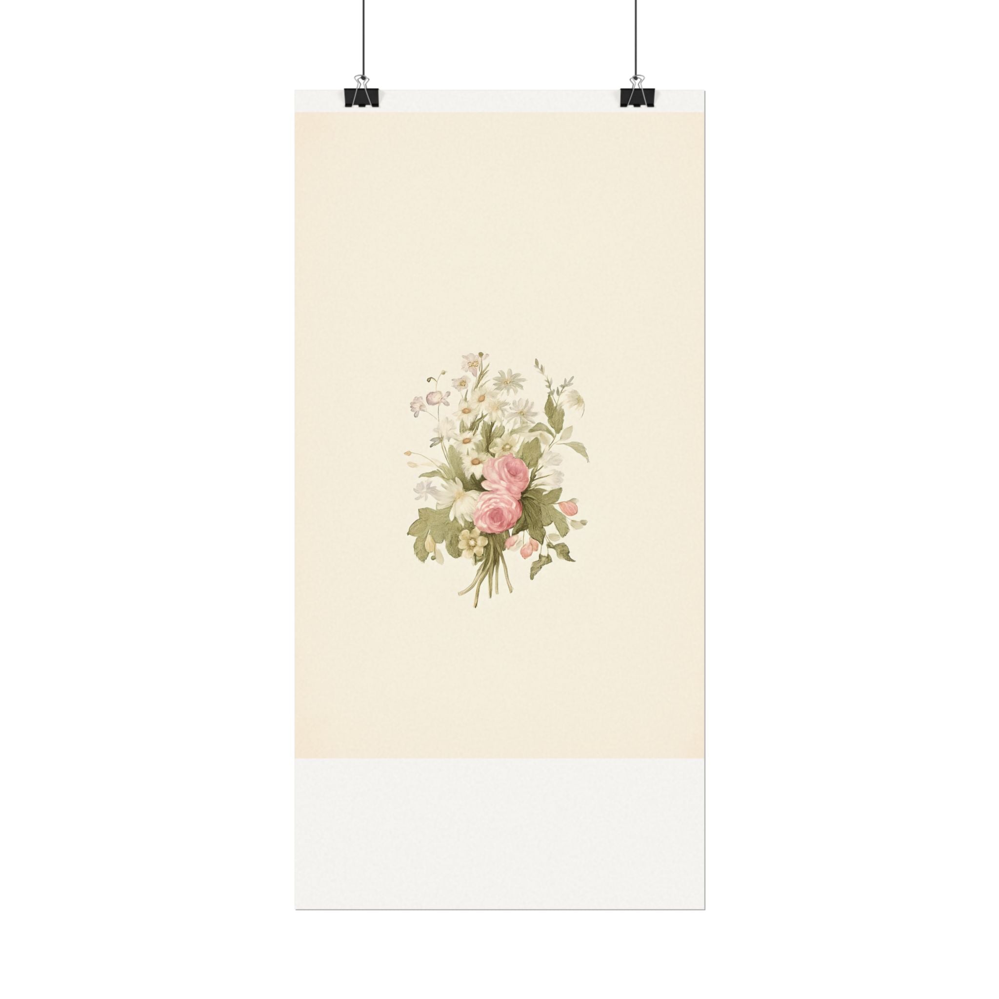 Vintage Roses Textured Watercolor Matte Poster
