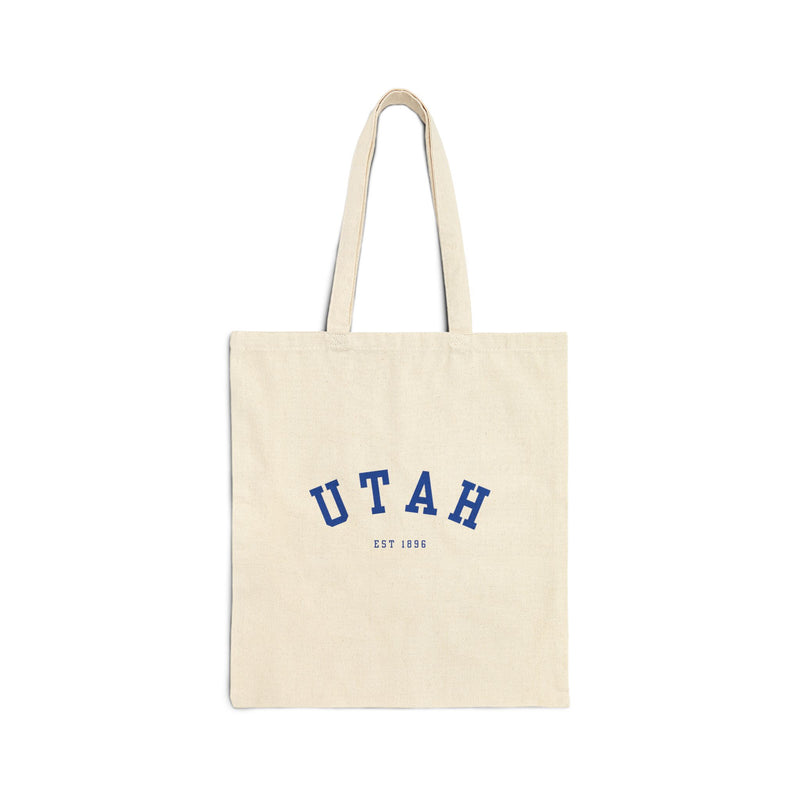 Utah Cotton Canvas Tote Bag in blue, Eco-Friendly Shopping Bag, Gift for Travelers, Reusable Grocery Bag