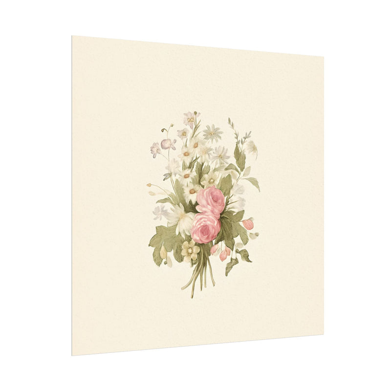 Vintage Roses Textured Watercolor Matte Poster