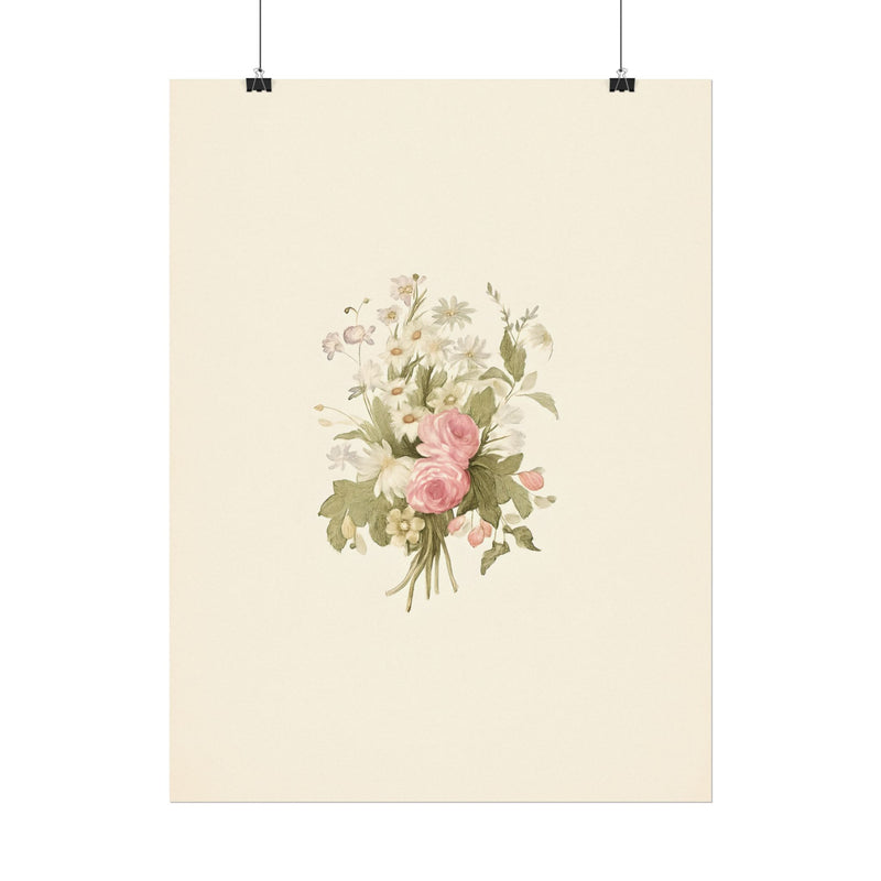 Vintage Roses Textured Watercolor Matte Poster