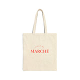 Cotton Canvas Tote Bag inred Fille du marché in red text, Eco-Friendly Shopping Bag, Gift for Travelers, Reusable Grocery Bag