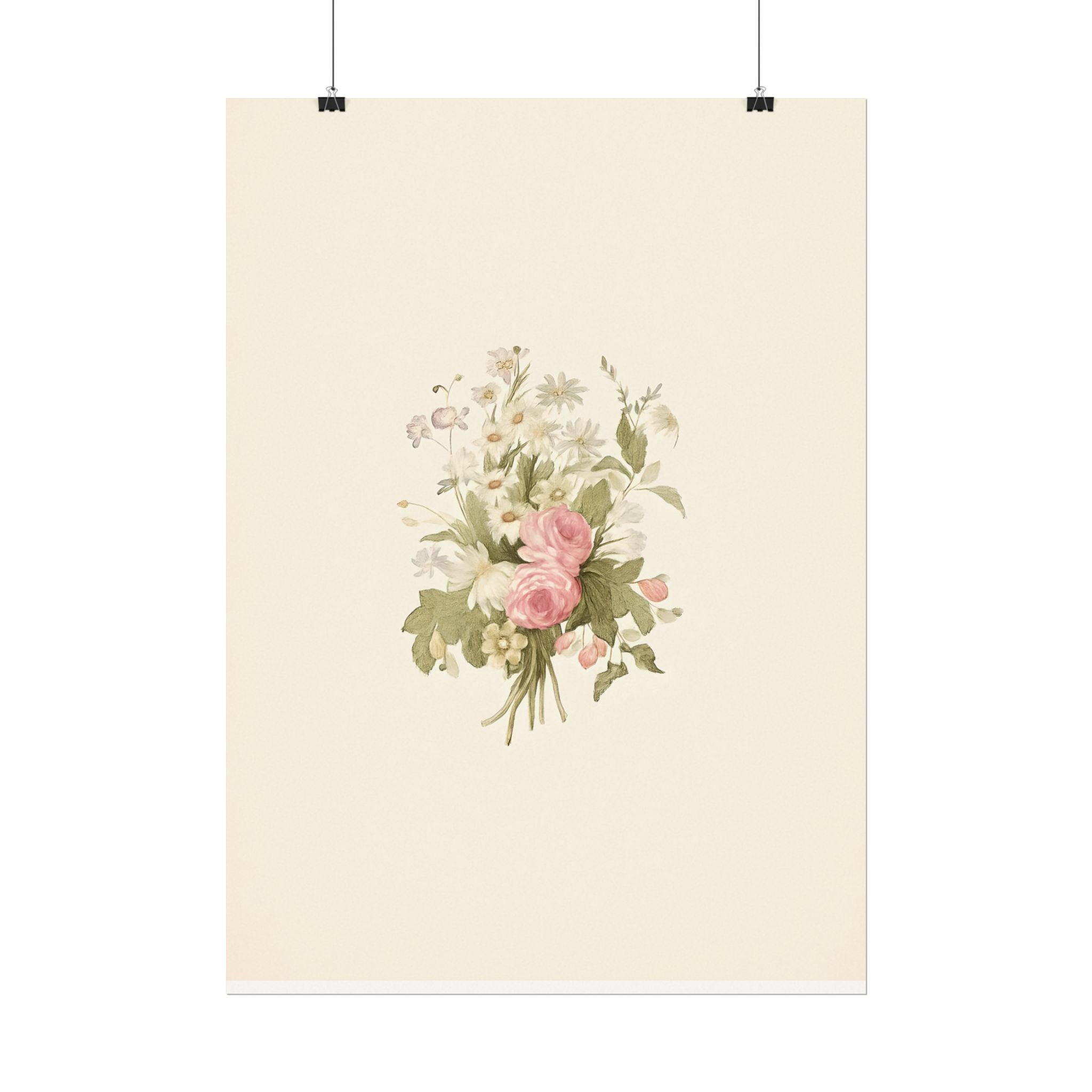 Vintage Roses Textured Watercolor Matte Poster