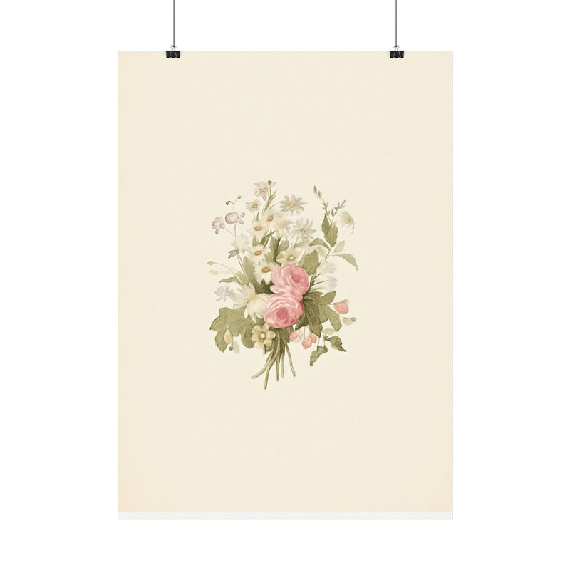 Vintage Roses Textured Watercolor Matte Poster