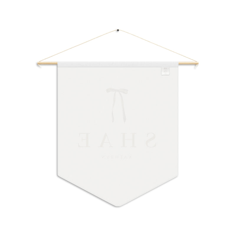 Custom Baby Girl Pennant Banner in Cream/Tan Baby Bow & Font | Vintage Custom Name Nursery Pennant Banner