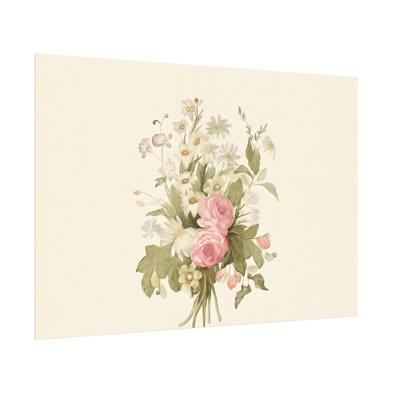 Vintage Roses Textured Watercolor Matte Poster