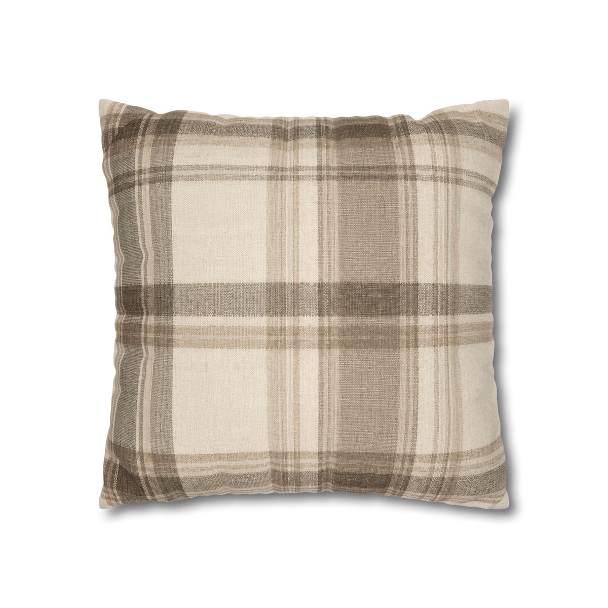 Neutral Plaid Cushion Cover Pillowcase | Square Pillowcase, Beige Brown Plaid