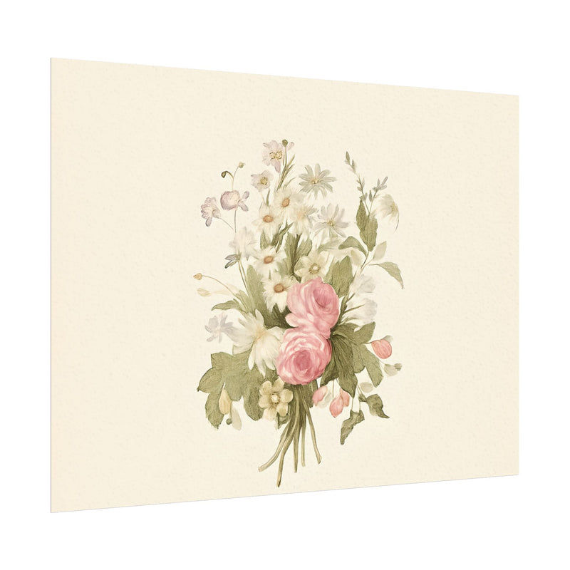 Vintage Roses Textured Watercolor Matte Poster