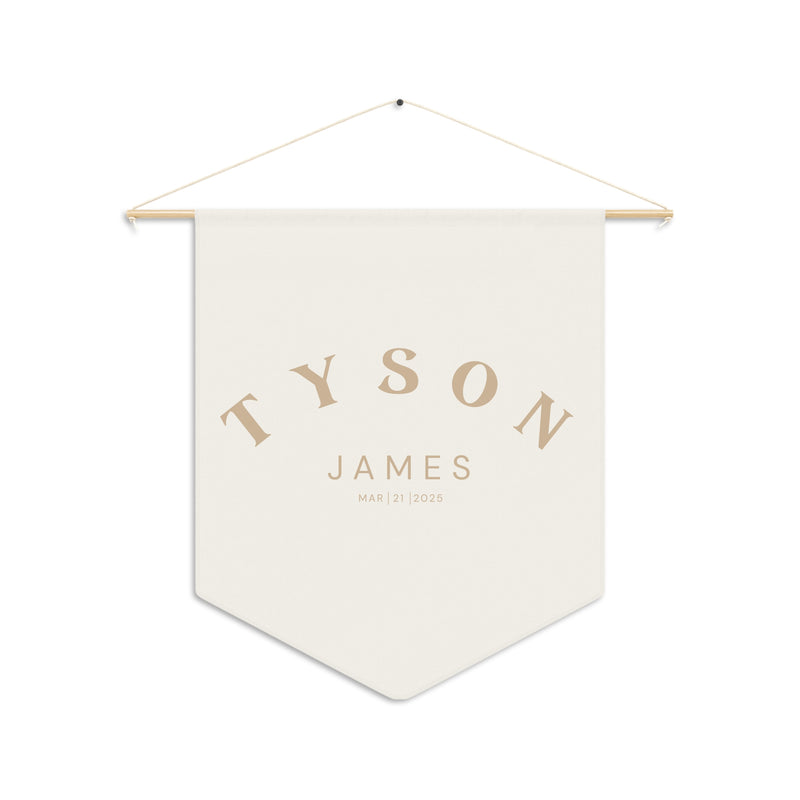 Custom Baby Pennant Banner in Cream/Tan Font Bold | Custom Name Nursery Pennant Banner