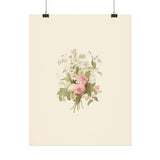 Vintage Roses Textured Watercolor Matte Poster