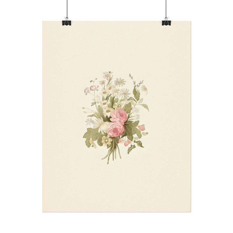 Vintage Roses Textured Watercolor Matte Poster