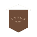 Custom Baby Pennant Banner in Dark Brown/Beige | Custom Name Nursery Pennant Banner