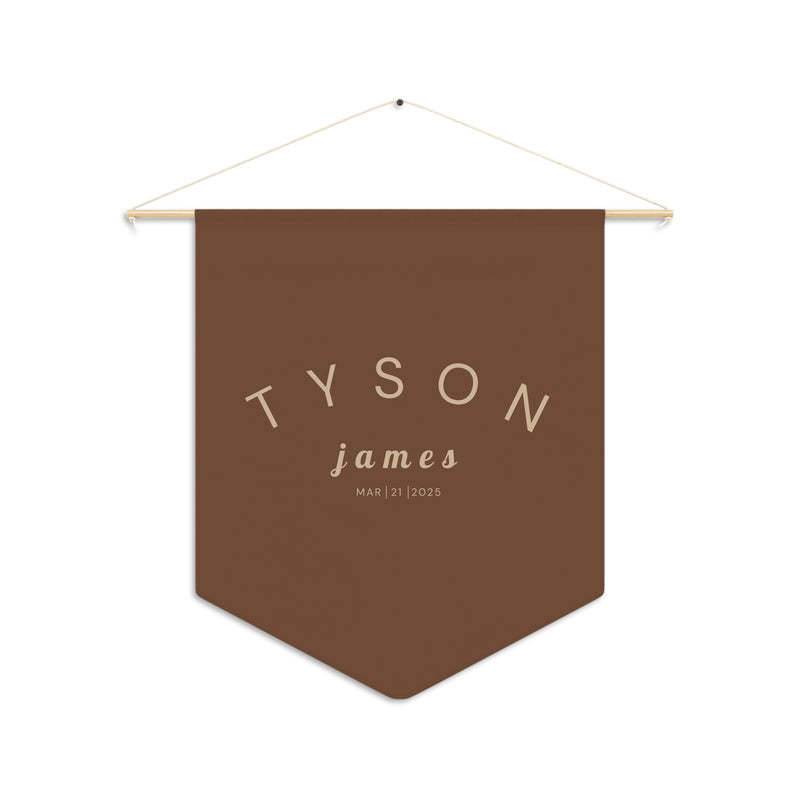 Custom Baby Pennant Banner in Dark Brown/Beige | Custom Name Nursery Pennant Banner