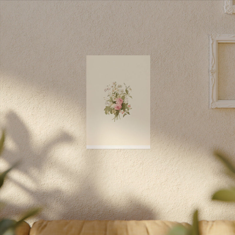 Vintage Roses Textured Watercolor Matte Poster