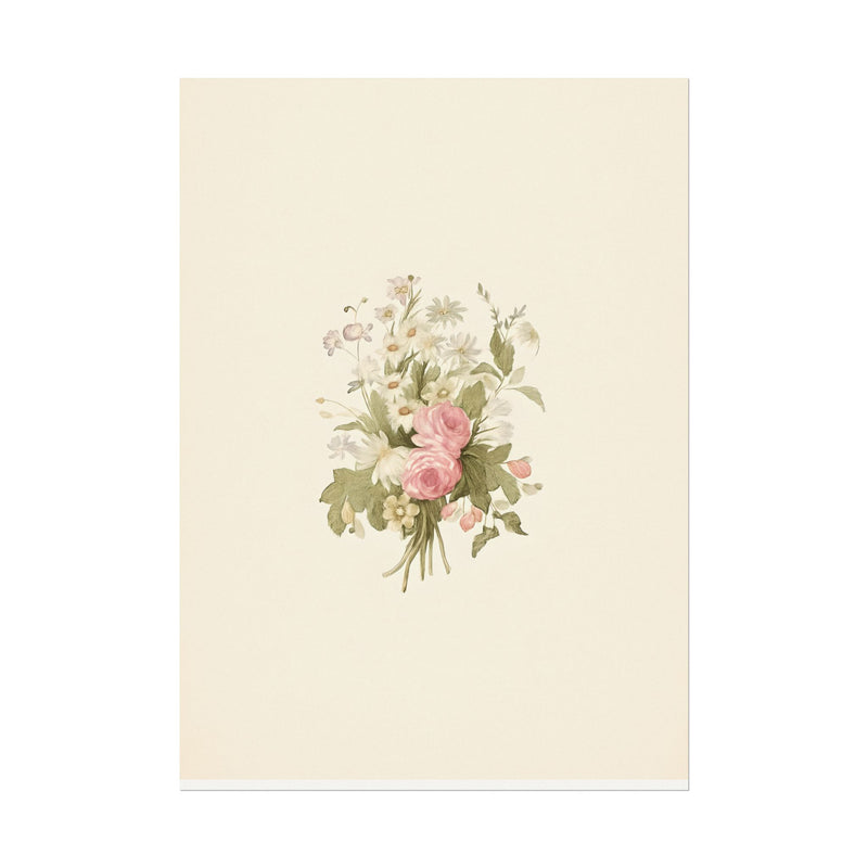 Vintage Roses Textured Watercolor Matte Poster