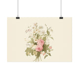 Vintage Roses Textured Watercolor Matte Poster