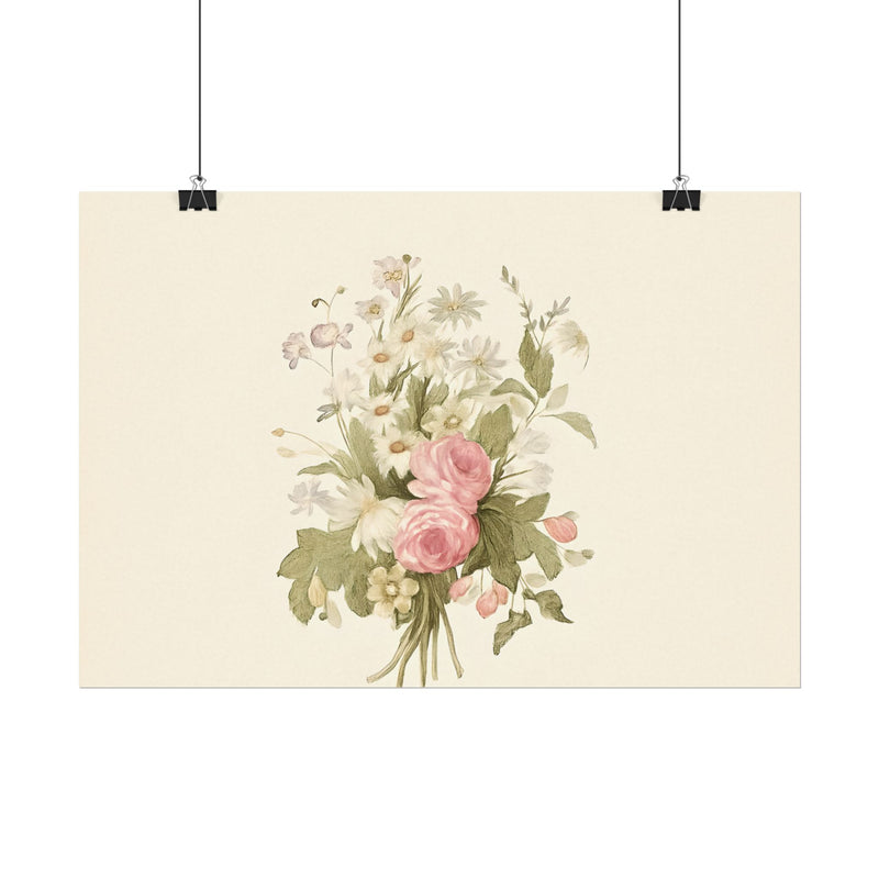 Vintage Roses Textured Watercolor Matte Poster