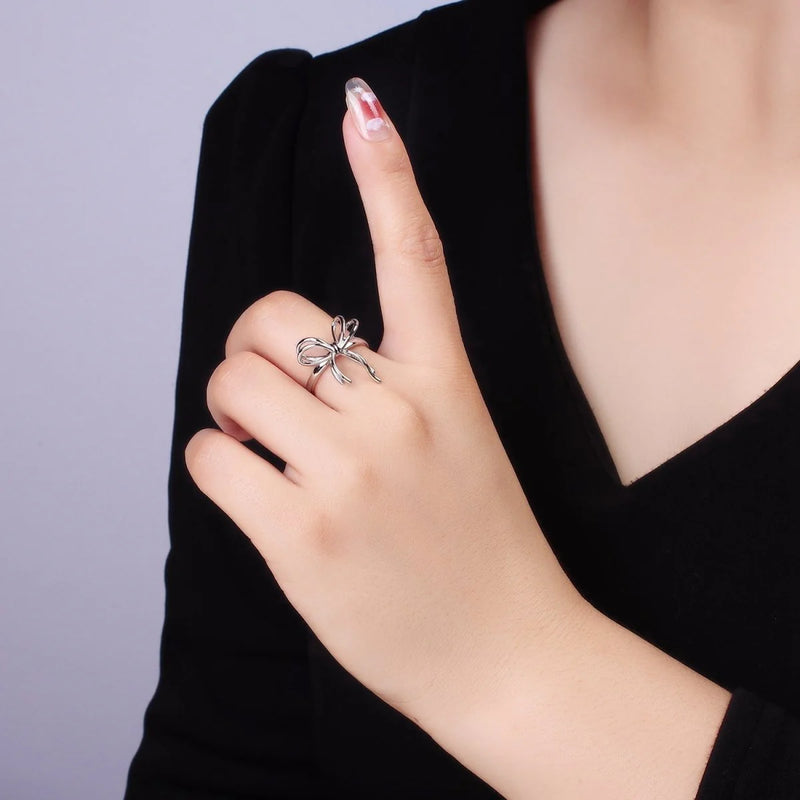 Double Tied Bow Ribbon Ring in Gold & Silver 14K Gold Filled