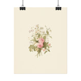 Vintage Roses Textured Watercolor Matte Poster
