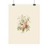 Vintage Roses Textured Watercolor Matte Poster
