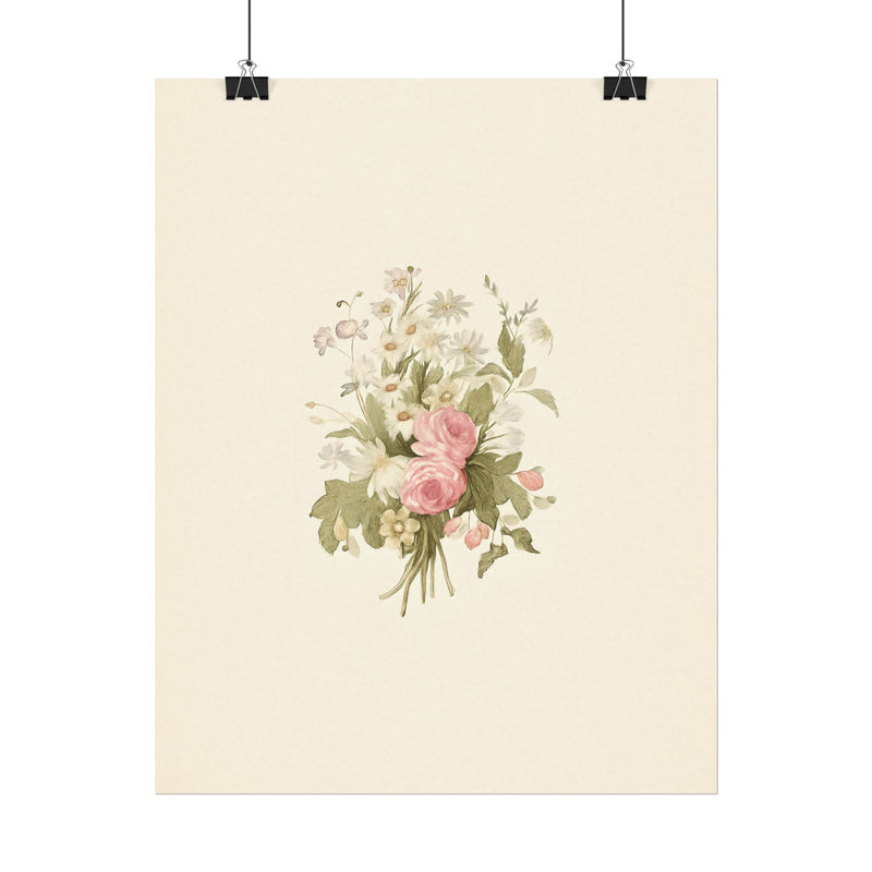 Vintage Roses Textured Watercolor Matte Poster