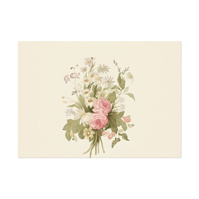 Vintage Roses Textured Watercolor Matte Poster