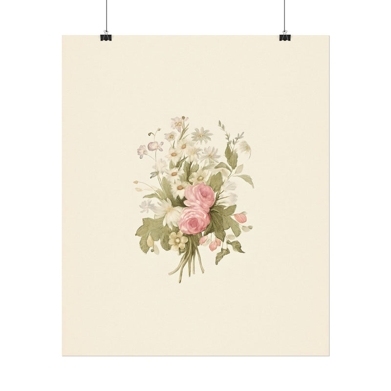 Vintage Roses Textured Watercolor Matte Poster