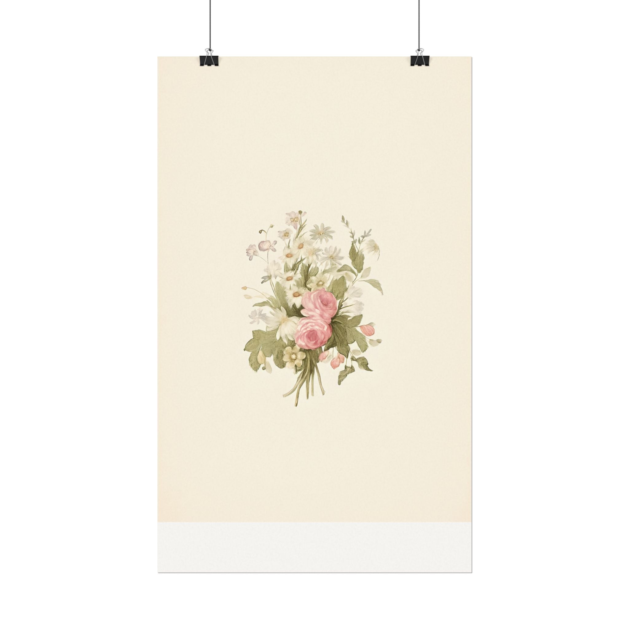 Vintage Roses Textured Watercolor Matte Poster