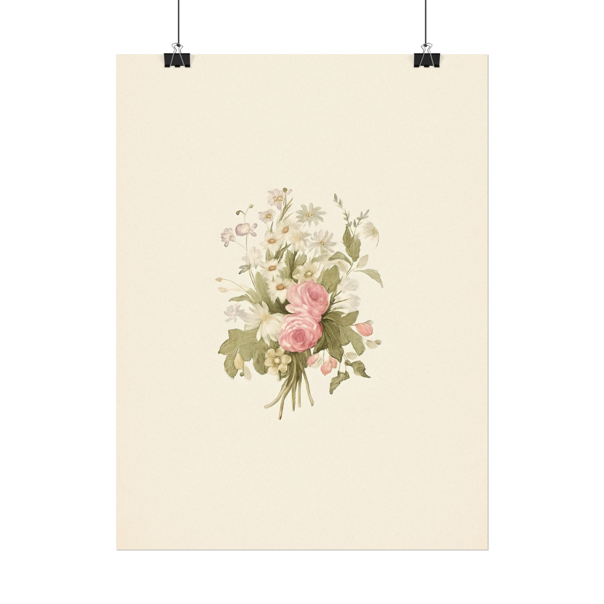 Vintage Roses Textured Watercolor Matte Poster