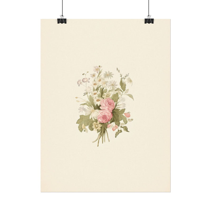 Vintage Roses Textured Watercolor Matte Poster