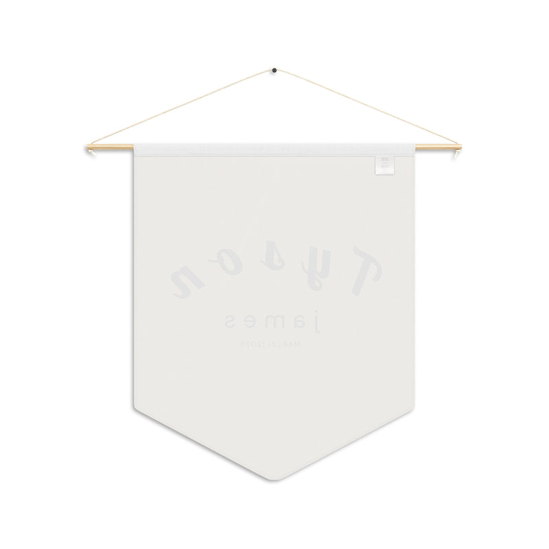 Custom Baby Pennant Banner in Tan/Black Font Curvey | Custom Name Nursery Pennant Banner