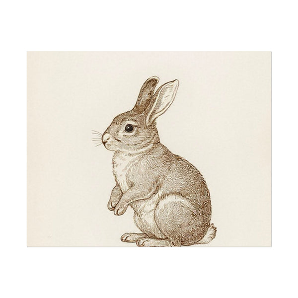 Vintage Bunny Watercolor Textured Poster Print