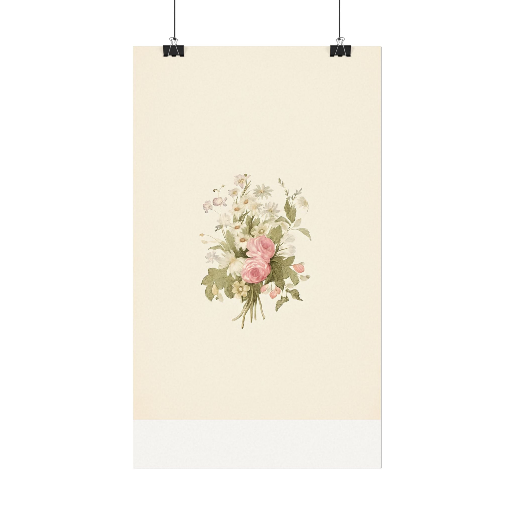 Vintage Roses Textured Watercolor Matte Poster