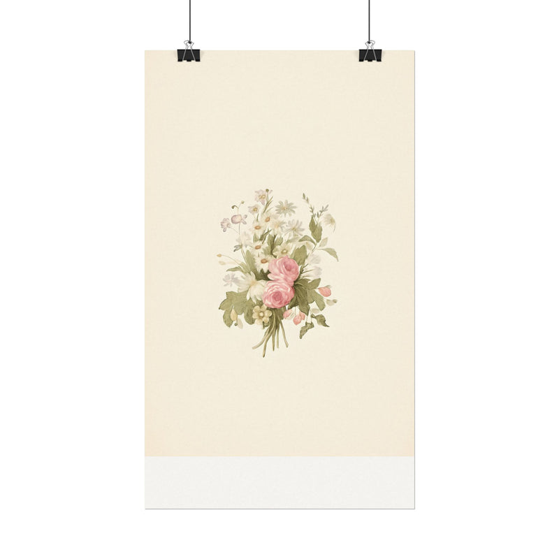 Vintage Roses Textured Watercolor Matte Poster