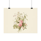 Vintage Roses Textured Watercolor Matte Poster