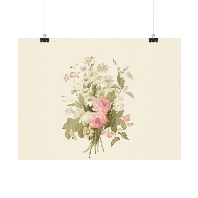 Vintage Roses Textured Watercolor Matte Poster