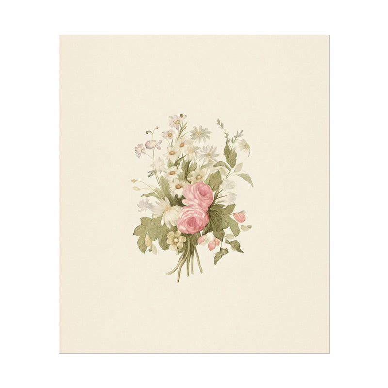 Vintage Roses Textured Watercolor Matte Poster